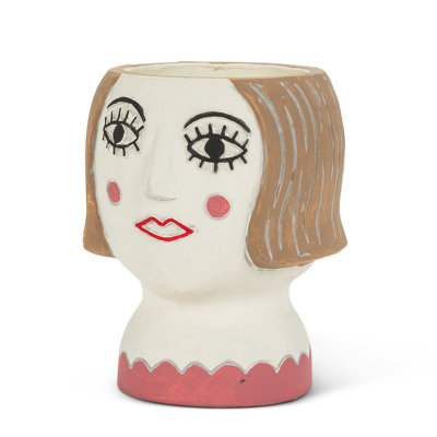 Vase de table en céramique blanc / rose 6,5 po