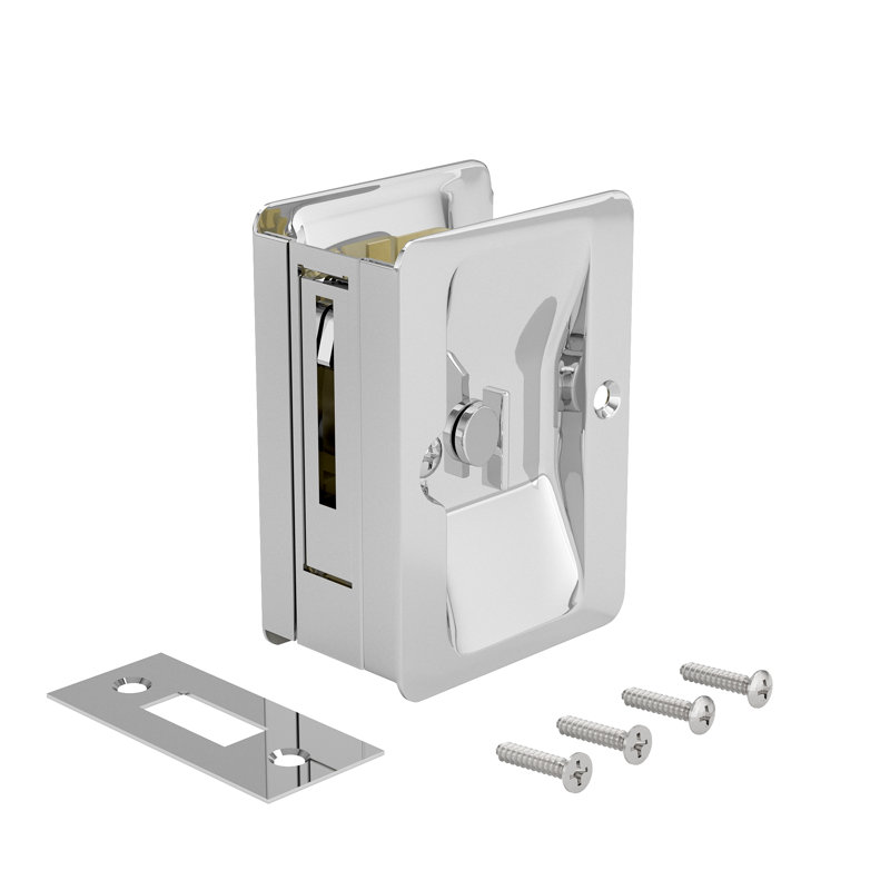Rectangular Pocket Door Hardware, Chrome