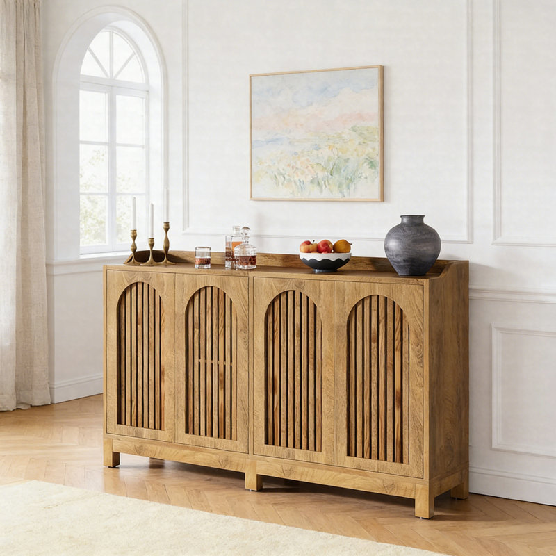 Buffet de 57 po avec portes à volets et tablettes réglables Farmhouse