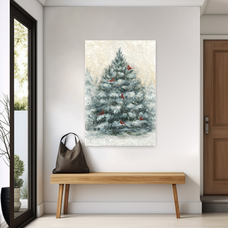 Art décoratif hivernal, arbre de pin contemporain, décoré par la nature, H 60 po x l 40 po