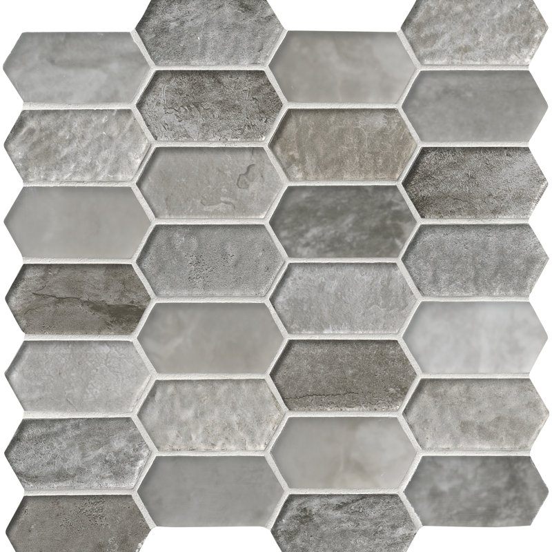 Rustic Beige Spire 12 in. x 12 in. Glossy Glass Mosaic Wall Tile