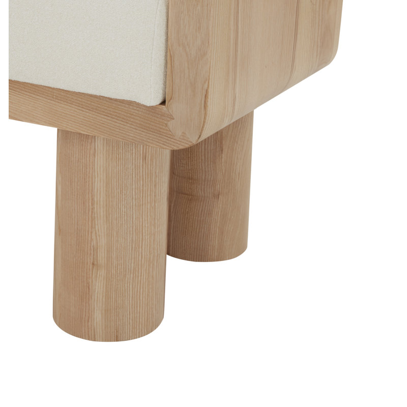 Iryna Boucle And Wood Bench, Ivory