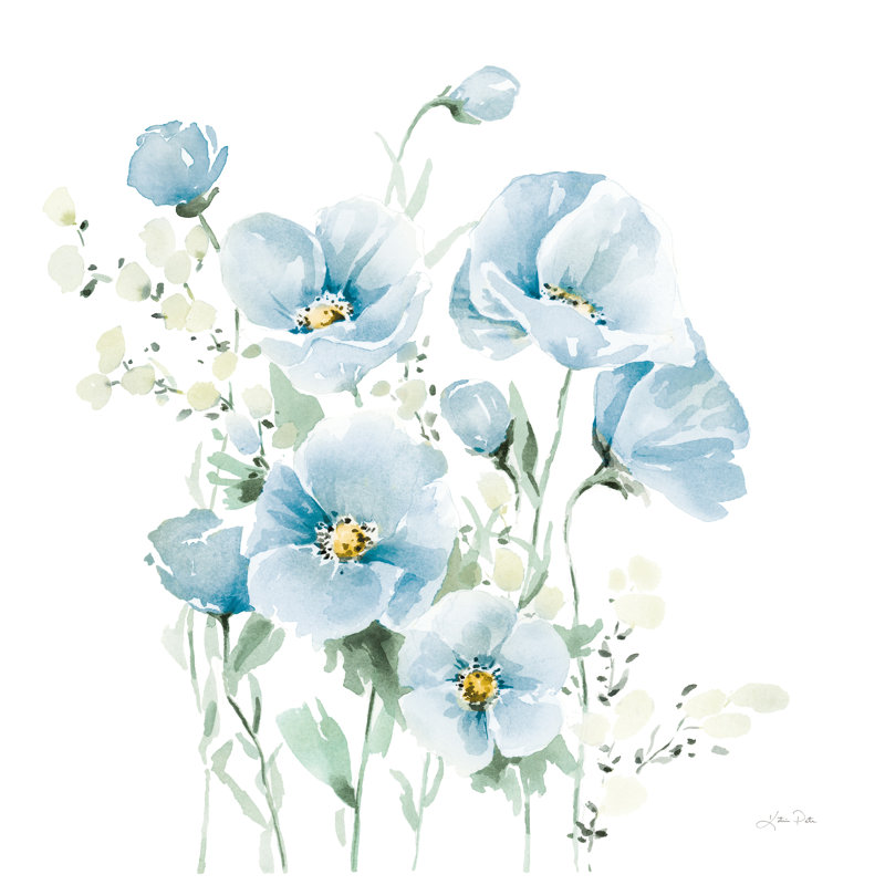 "Secret Garden Bouquet II" bleu pâle sur toile par Katrina Pete, H 12 po x l 12 po