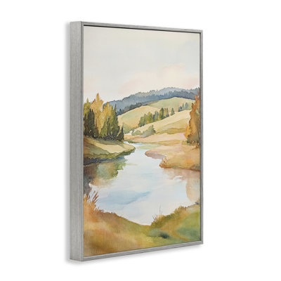 Serene Watercolor Lake Escape Framed Giclee, design by Petal Prints Design