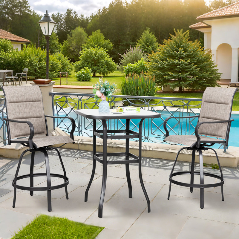 3-Piece Patio Bar Set, Brown