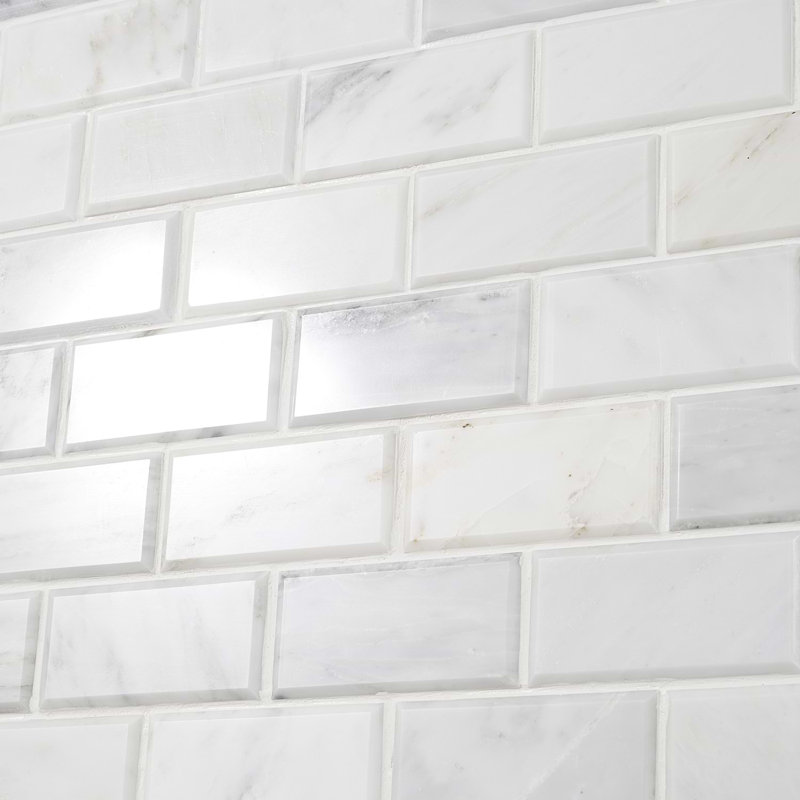 Asian Statuary 2x4 Beveled Brick Polished Marble Mosaic Tile