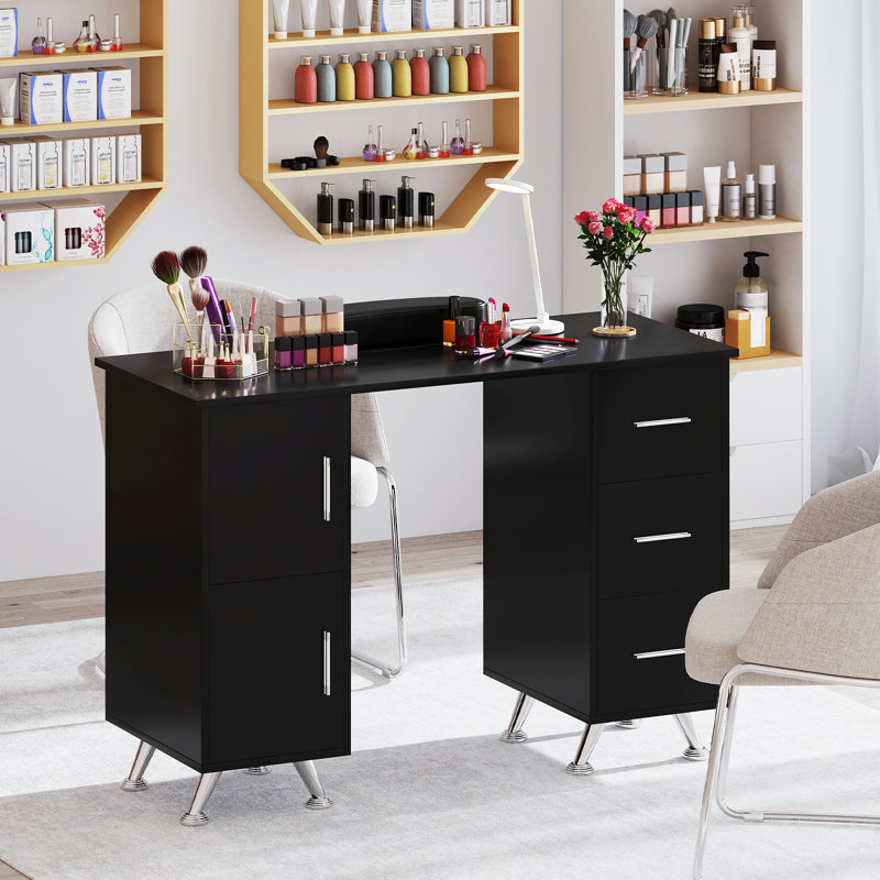Table manucure avec clou et tiroirs, Noir