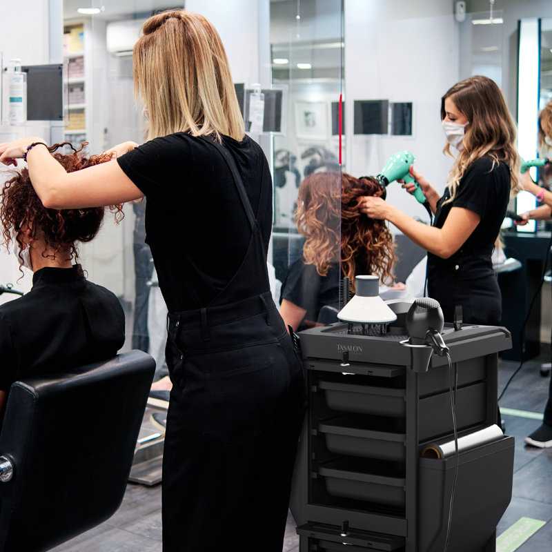 Chariot-chariot multifonctionnel verrouillable pour les salons de beauté, Black