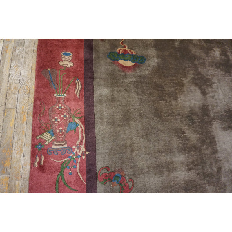 Room Size Gray Background Color Antique Wool Pile Chinese Deco Rug