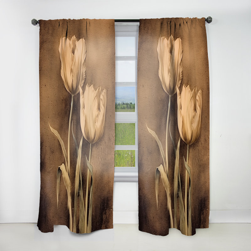 Dufrene Vintage Tulip II - Traditional Curtain - Velvet Room Darkening - 1 Panel, 52" W x 120" L