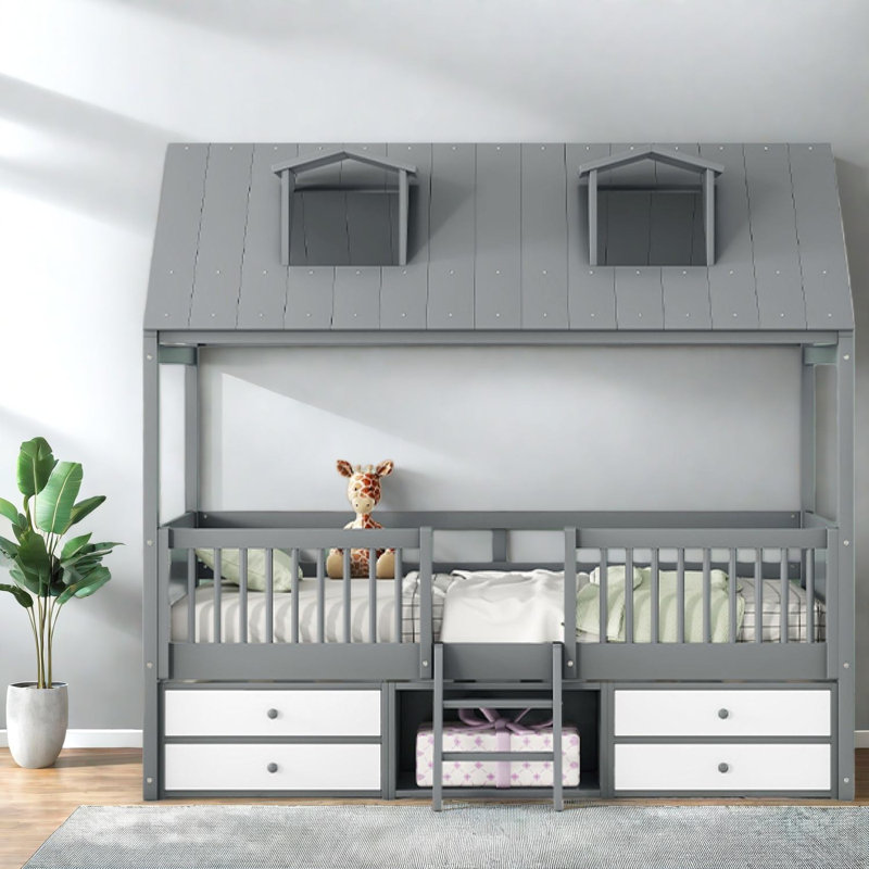 Charmants lits en bois avec rangement, conception de maison moderne pour maison familiale