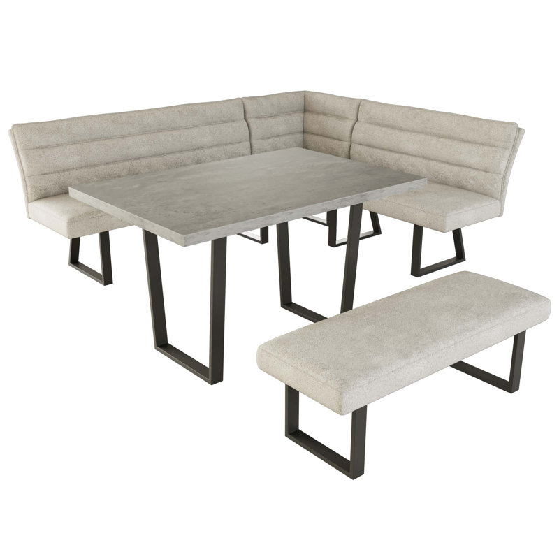 Zionna 3-Piece MDF Top Dining Table Set 47.2 in. Rectangle Table, 1-Back Corner Seat Bench and 1-Bench