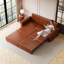 Canapé Chesterfield, canapé-lit gigogne de 93,7 po, canapé-lit convertible 3 en 1 en similicuir avec garniture cloutée et accoudoirs roulés, canapé-lit multifonctionnel, brun clair (nouveau SKU: W1885S00095 / W1885S00034)-128931875