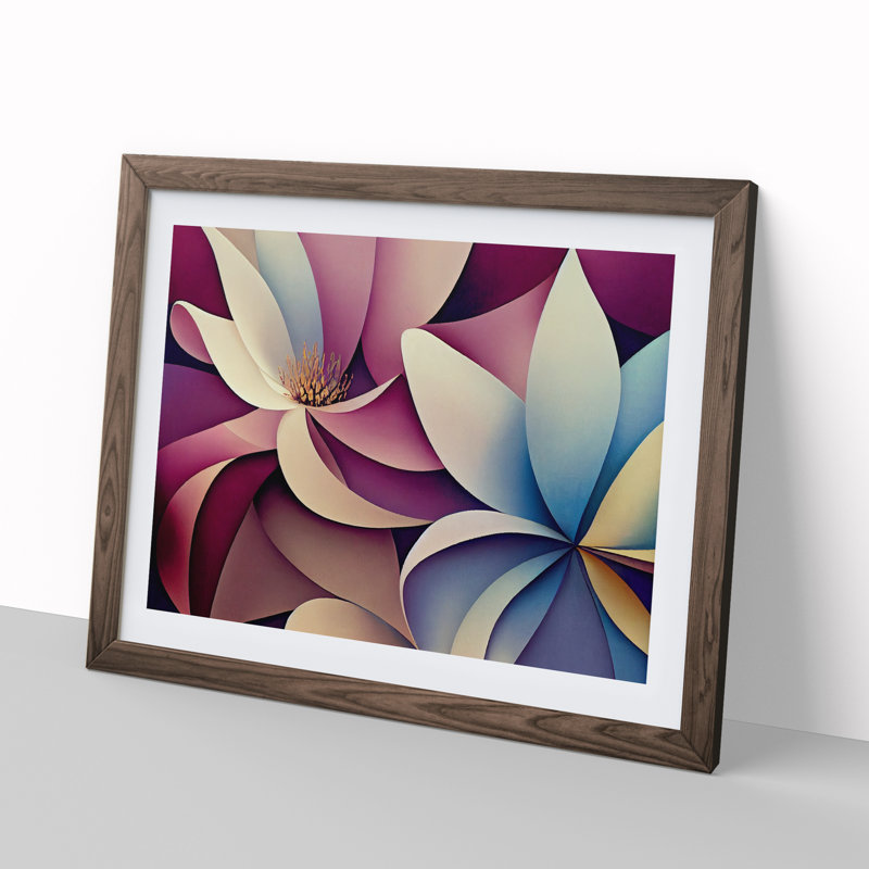 Ultimate Modern Flowers Abstract - Framed Print, 46cm H x 64cm W x 2cm D, Walnut Framed