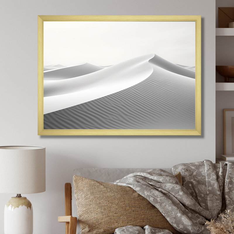 «Eernal Desert Dreams Minimalisme I», art mural sur toile, H 12 po x l 20 po x P 1 po, Cadre doré simple