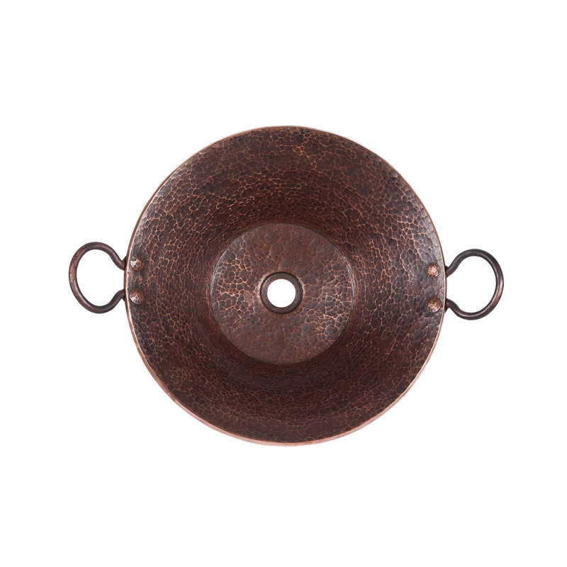 Round Hand Forged Old World Miners Pan Copper Vessel Sink
