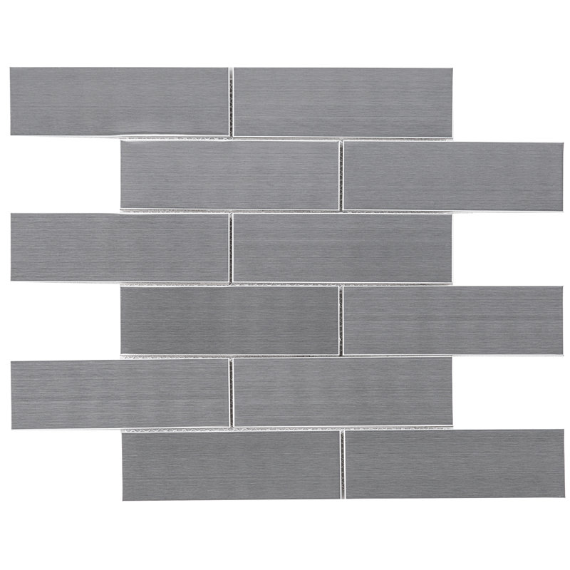 Carreau de mosaïque en acier inoxydable mat à joint brique en fer 11,82 po x 11,97 po