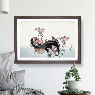 Cock, Hen & Nadeshiko by Katsushika Hokusai - Picture Frame Painting