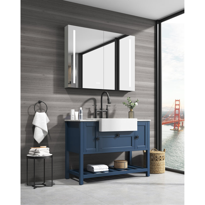 40 po X P 30 po Grande armoire à pharmacie rectangulaire en aluminium avec miroir H H
