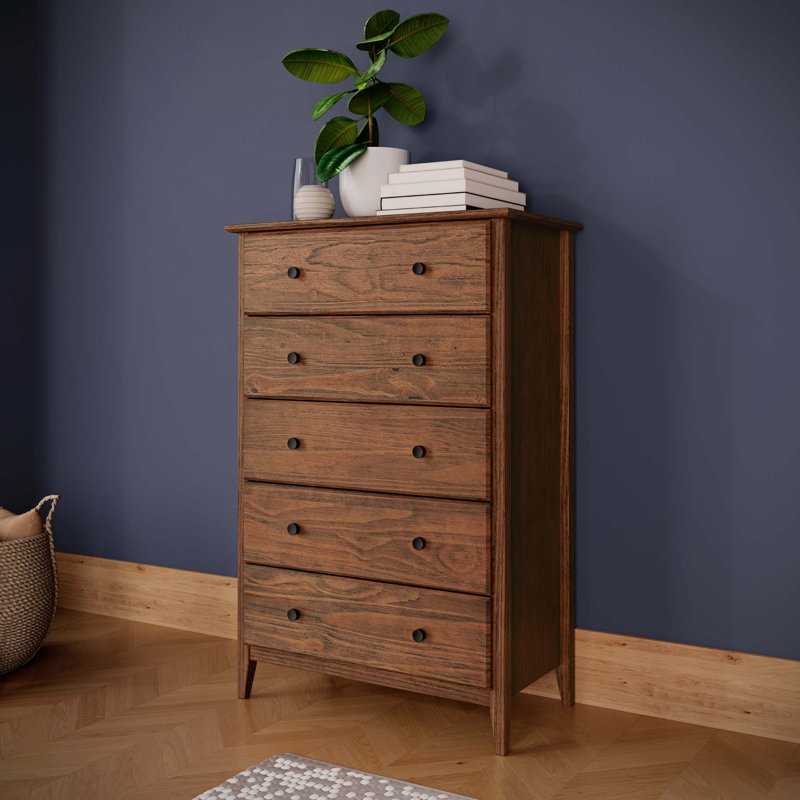 Commode 5 tiroirs Greenport, Noyer brossé