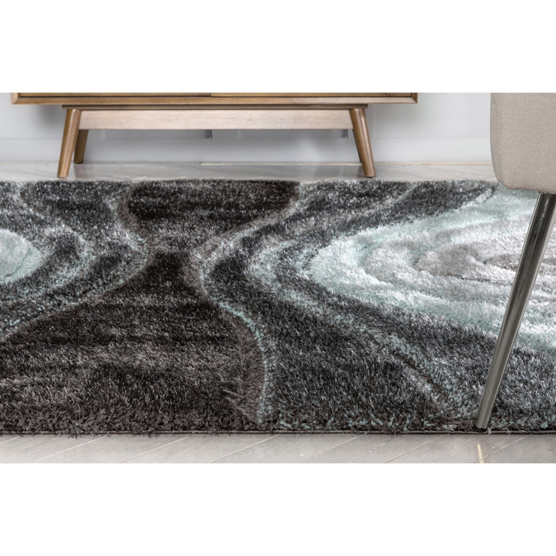 San Francisco 3D Textured Light Blue/Black/Green Rug, Rectangle 160 x 220cm