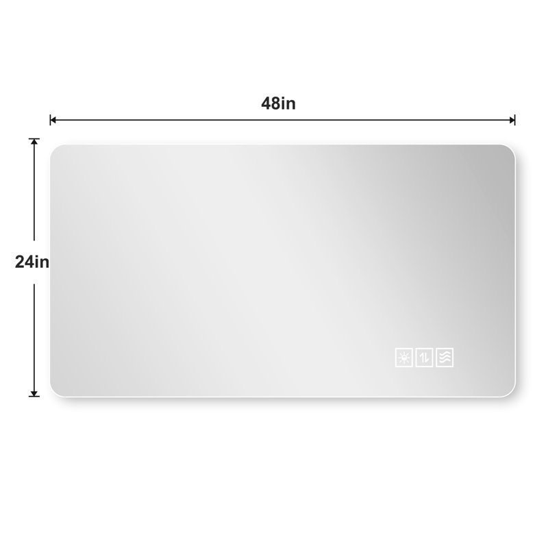 Miroir de maquillage mural à éclairage DEL - 2448 pouces. Éclairage tricolore, gradation, IP44 imperméable, brouillard. Miroir argenté de 5 mm, modes. Dégivrage rapide, verre moderne à détection intelligente