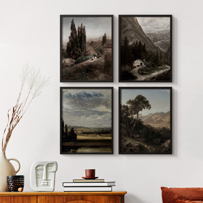 «Vintage Landscape Cxxxi», reproduction encadrée - ensemble de 4