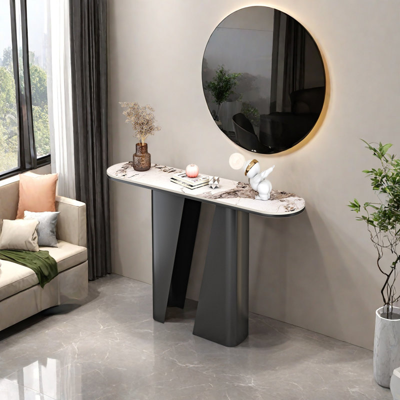 Console Modern Minimalist Art Design, H 33,46 po x l 47,24 po x P 13,78 po, Blanc, Noir