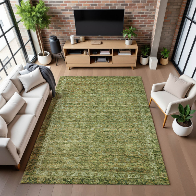 Premium Machine Washable Lucchesi AMF1762 Border Rug, Rectangle 8' x 10'