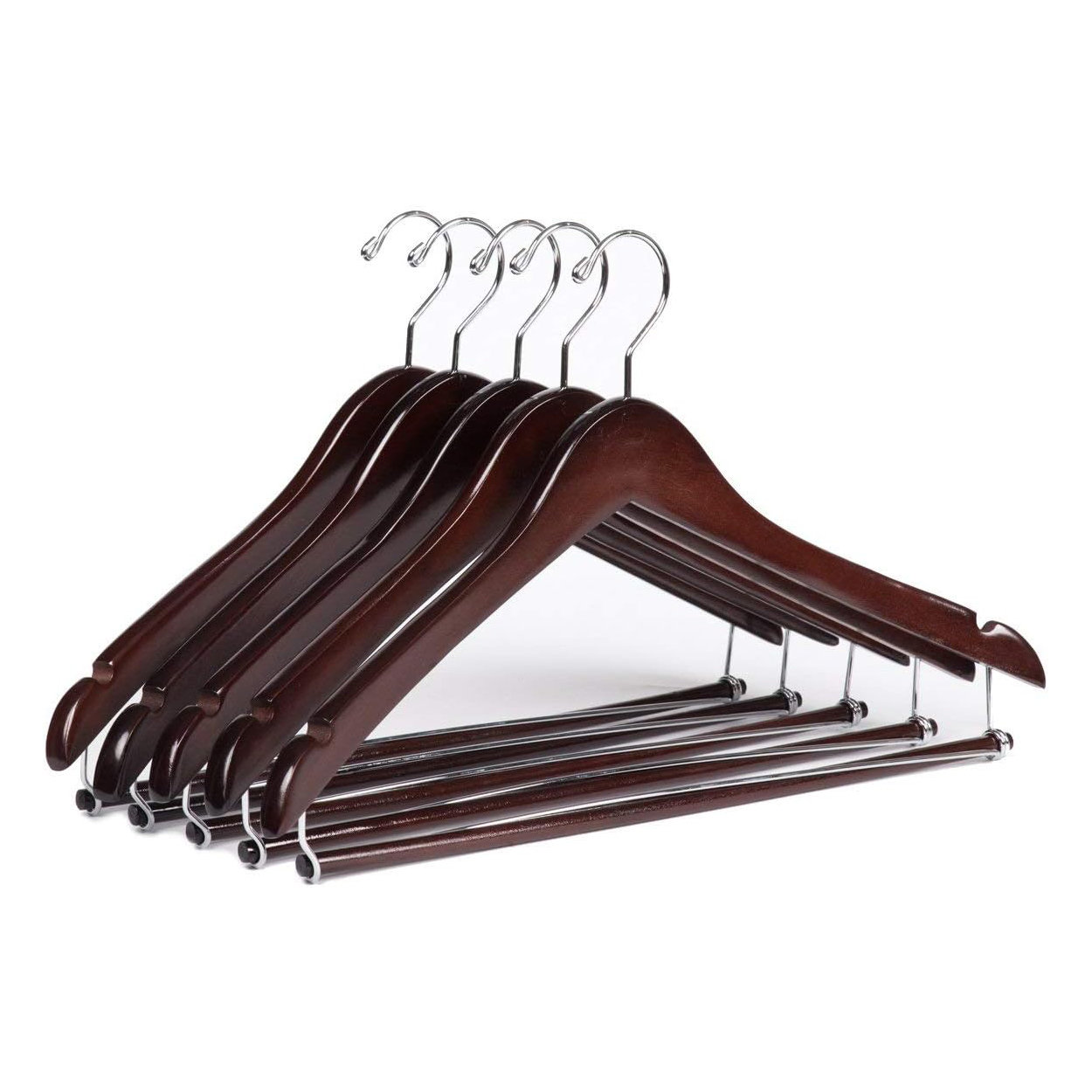 Rebrilliant Premium Solid Wood Curved Suit Hangers With Locking Bar And ...