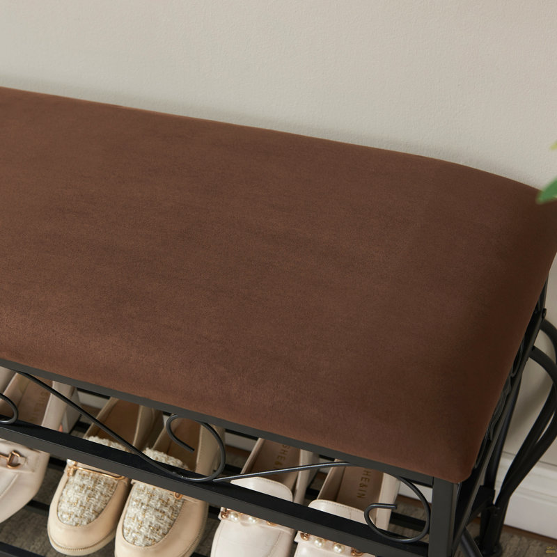 Shoe Rack Bench For Entryway, Industrial Bench, Rustic Shoe Rack For Small Spaces, Upholstered Entryway Bench, Multipurpose Entryway