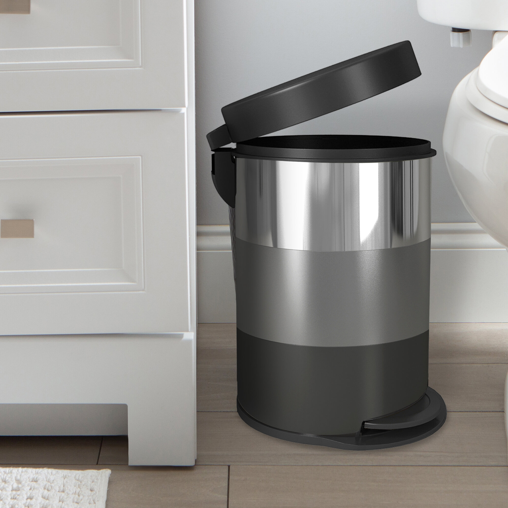 MoNiBloom 1.3 Gallon Trash Can with Step Pedal, Easy-Close Lid
