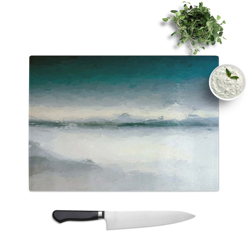 Glass Misty Mountains in Italy in Abstract Chopping Board, 39 cm W x 28.5 cm L