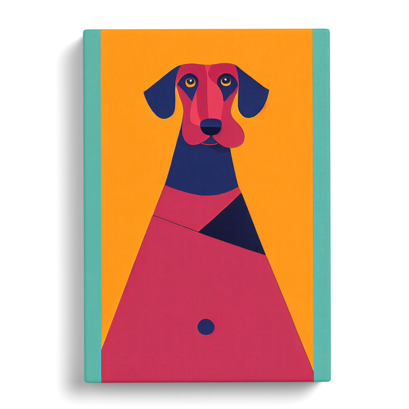 Dachshund Mid Century - Wrapped Canvas Print, 50cm H x 35cm W x 3cm D