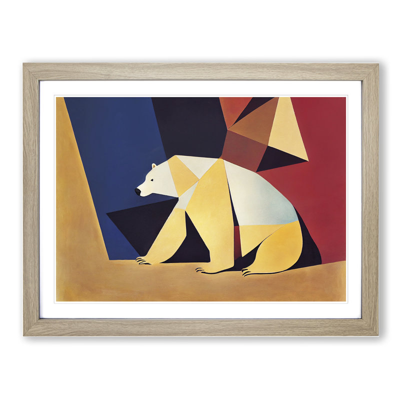 Cool Abstract Polar Bear - Framed Print, 34cm H x 46cm W x 2cm D, Oak