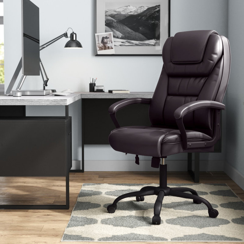 Virgil Big and Tall Executive Chair PU Leather Office Chair Task Chair Height Adjustable Office Chair with Swivel for Home Office