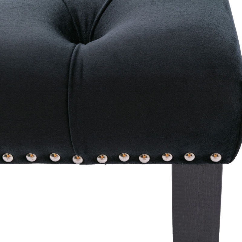 Banc rembourré en velours Cassedy, Noir