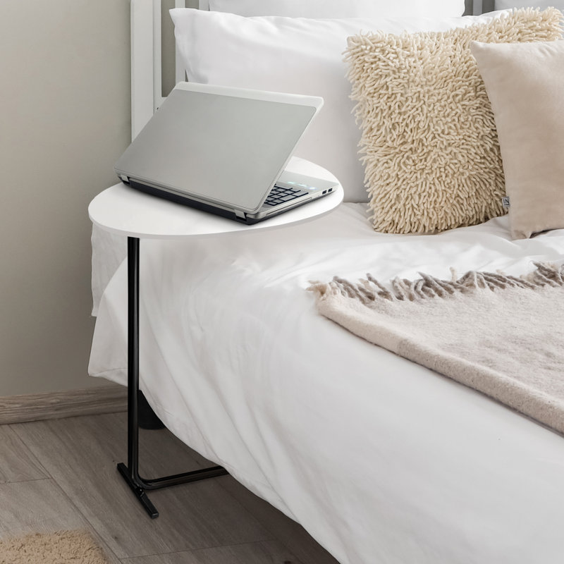 Marble Side Table Under Sofa | Real Sintered Stone Slab | C-Shaped End Table, White