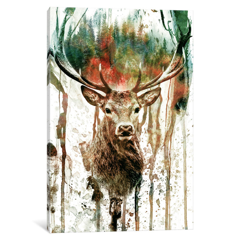 «Deer I», impression sur toile, H 26 po x l 18 po x p 1,5 po, Toile tendue, Pas de tapis