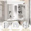 Armoire à pharmacie de 35 po avec miroir, 5 tablettes réglables, conception moderne, peu encombrante, facile à assembler et à balayer, miroir blanc - rangement mural, style, assemblage et nettoyage