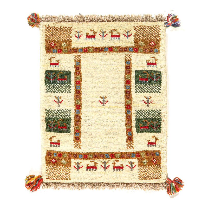 Tapis persan rouille et beige Gabbeh Lori Baft 1 pi 4 po x 2 pi