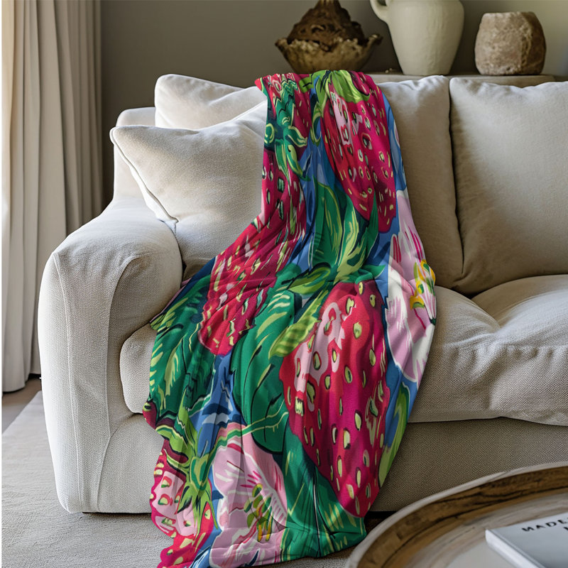 Motif de balise maritime - 1 pièce Sherpa Premium, L 60 po x L 80 po, Motifs de fruits élégants