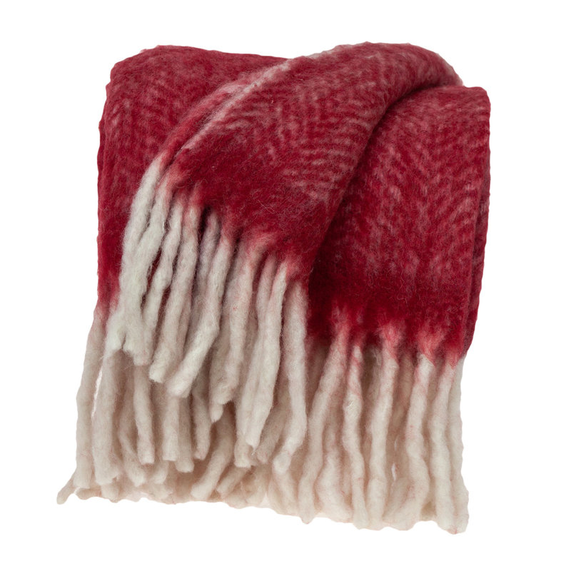 Jeté réversible en acrylique tissé rouge