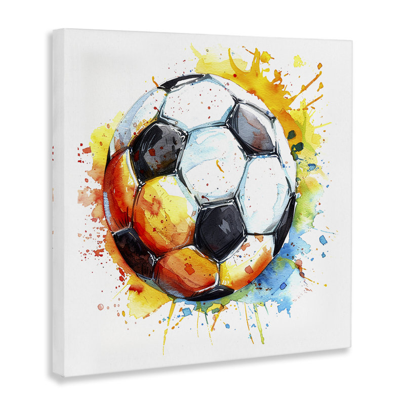  Soccer Ball Bright Splash Canvas Wall Art by LSR Design Studio, H 17 po x l 17 po