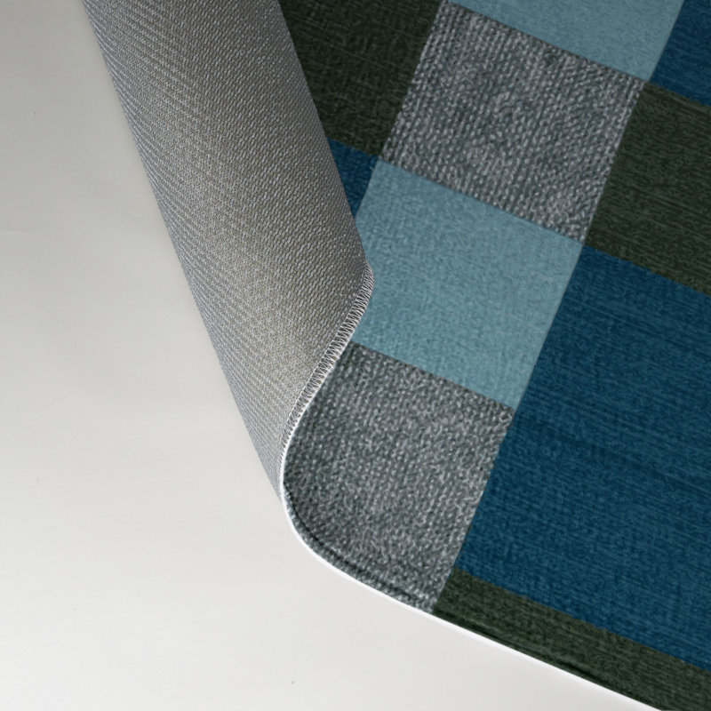 Tapis d'intérieur et d'extérieur à carreaux bleu, Rectangulaire 3 pi x 5 pi