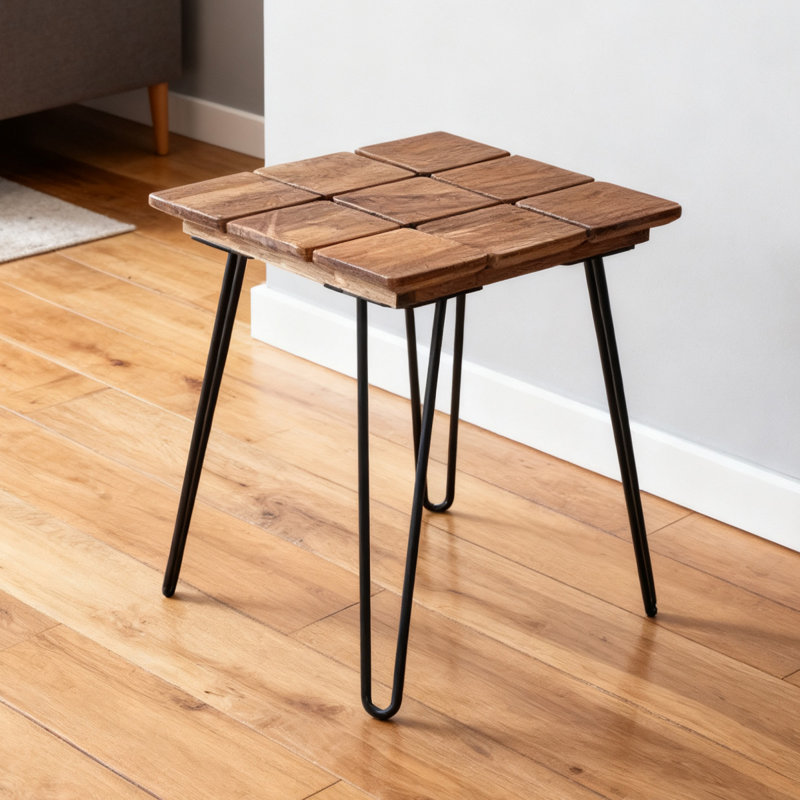 Retro Walnut Solid Wood Square Coffee Table