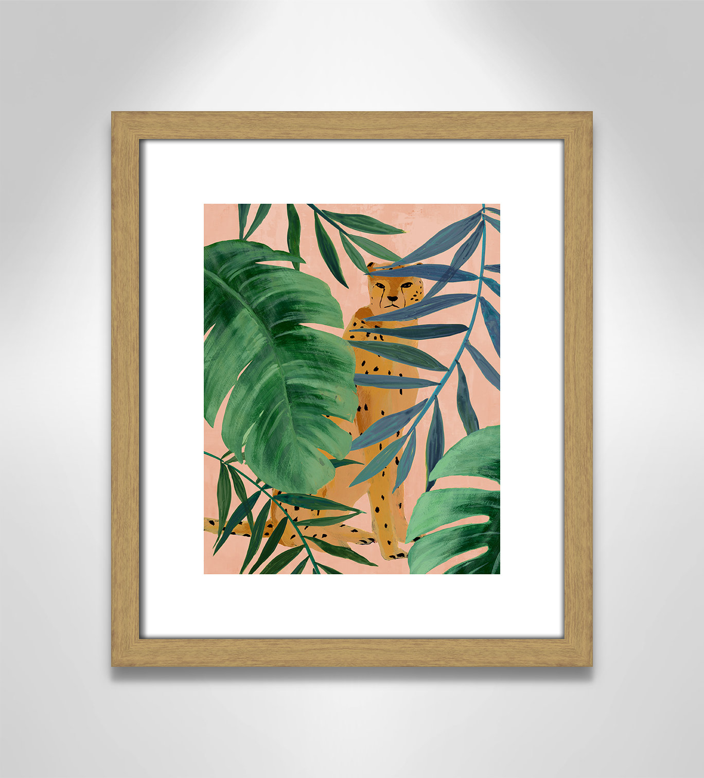 Allie "Silent Jungle" Painting by Isabelle Z, 15" H x 13" W x 0.75" D, Beige Wood Framed Paper