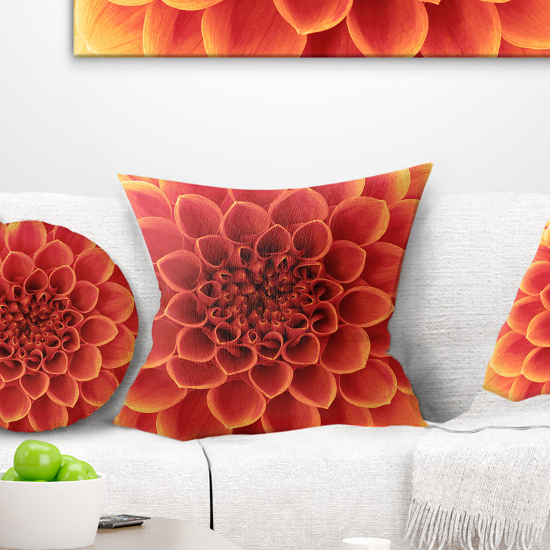 Coussin décoratif floral avec des pétales denses, 16 po x 1 po, Coussin décoratif