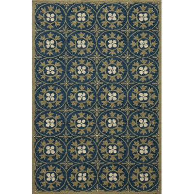 Tapis d'intérieur / extérieur bleu / brun crocheté à la main Parnag