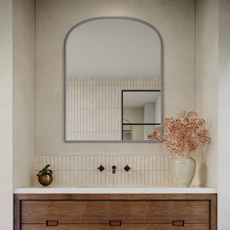 Miroir de salle de bain mural, 40 po x 34 po, Argent